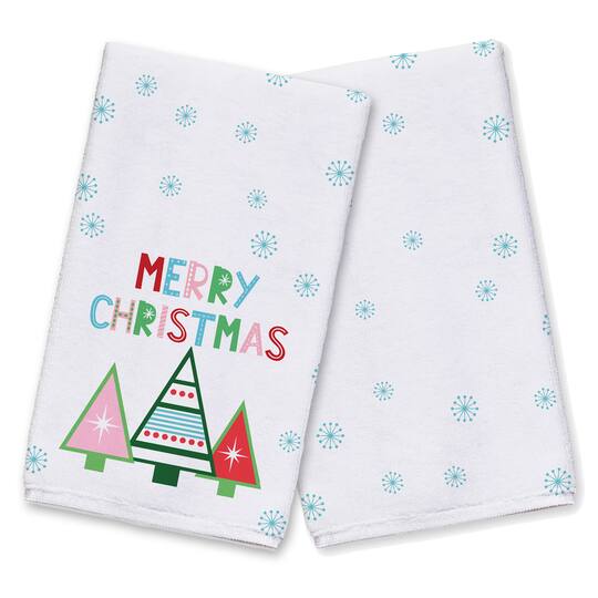 Merry Christmas Trees Tea Towel Set